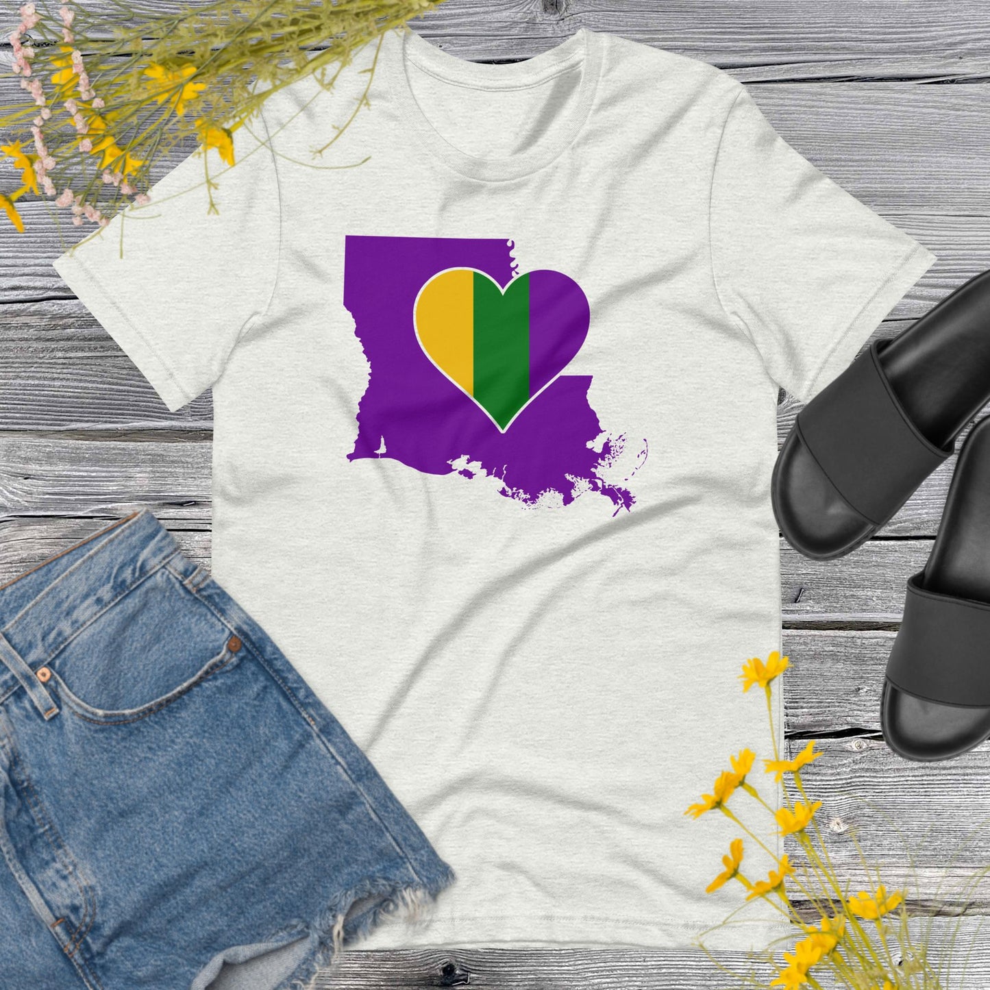 Louisiana Mardi Gras Heart t-shirt
