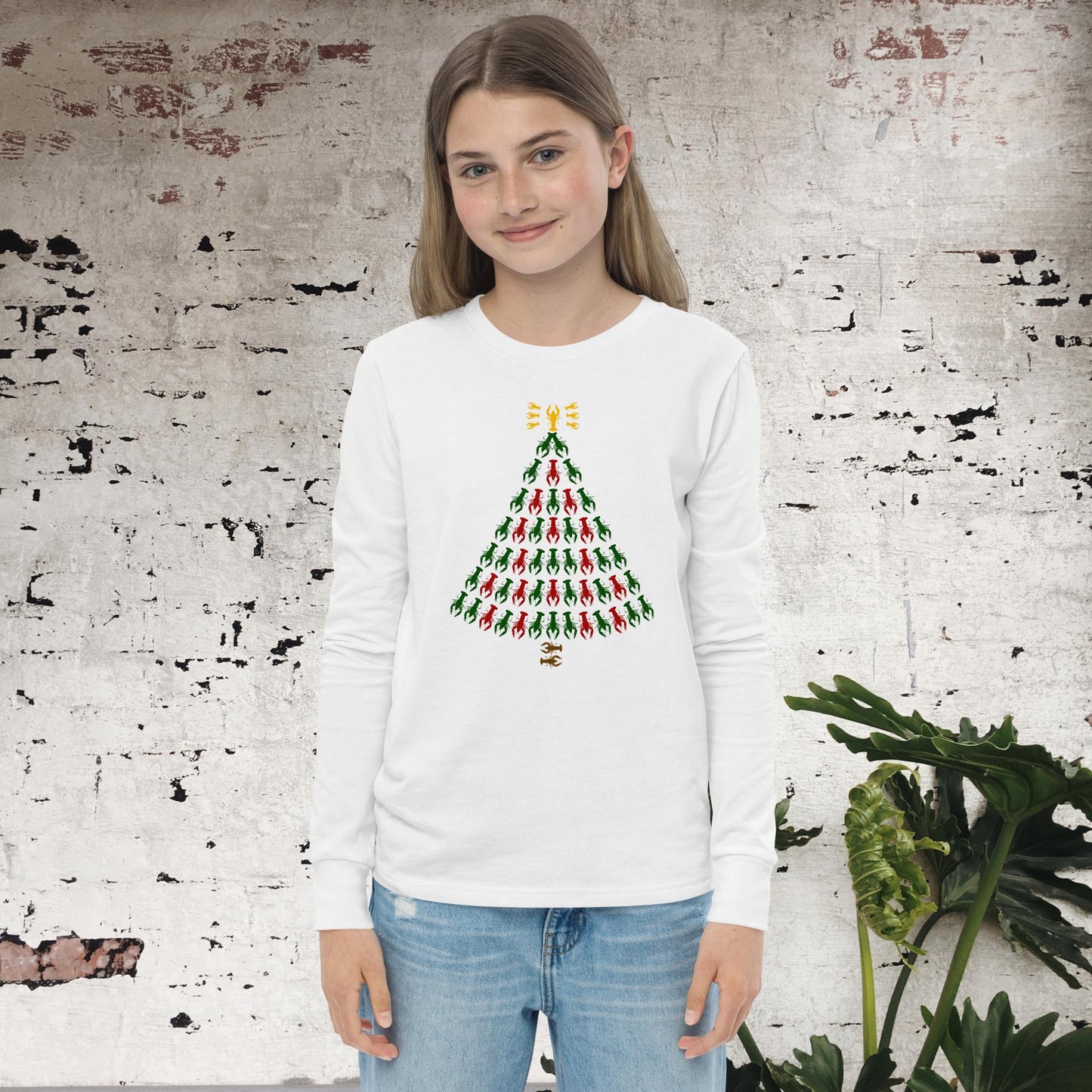 Crawfish Christmas Tree Kids long sleeve tee