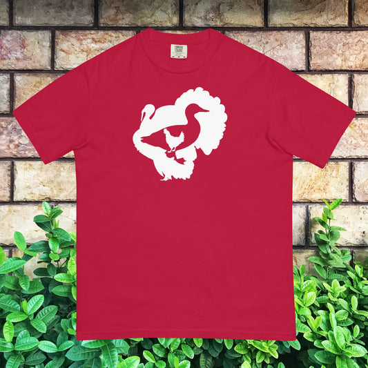 Chicken in the duck in the turkey t-shirt