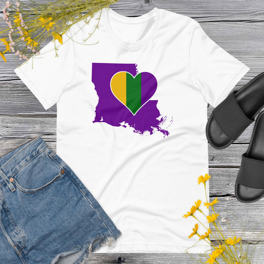 Louisiana Mardi Gras Heart t-shirt